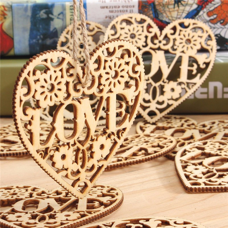 Wood Craft Gifts
 10pcs Heart Love DIY Wood Craft Hanging Decoration Craft