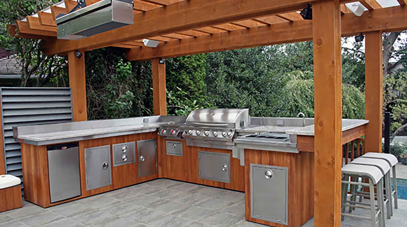Wood Outdoor Kitchen
 Custom Designed Outdoor Kitchens