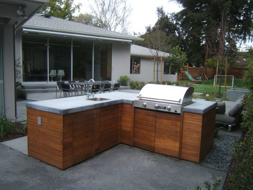 Wood Outdoor Kitchen
 Love the wood cabinets for the outdoor kitchen Where can