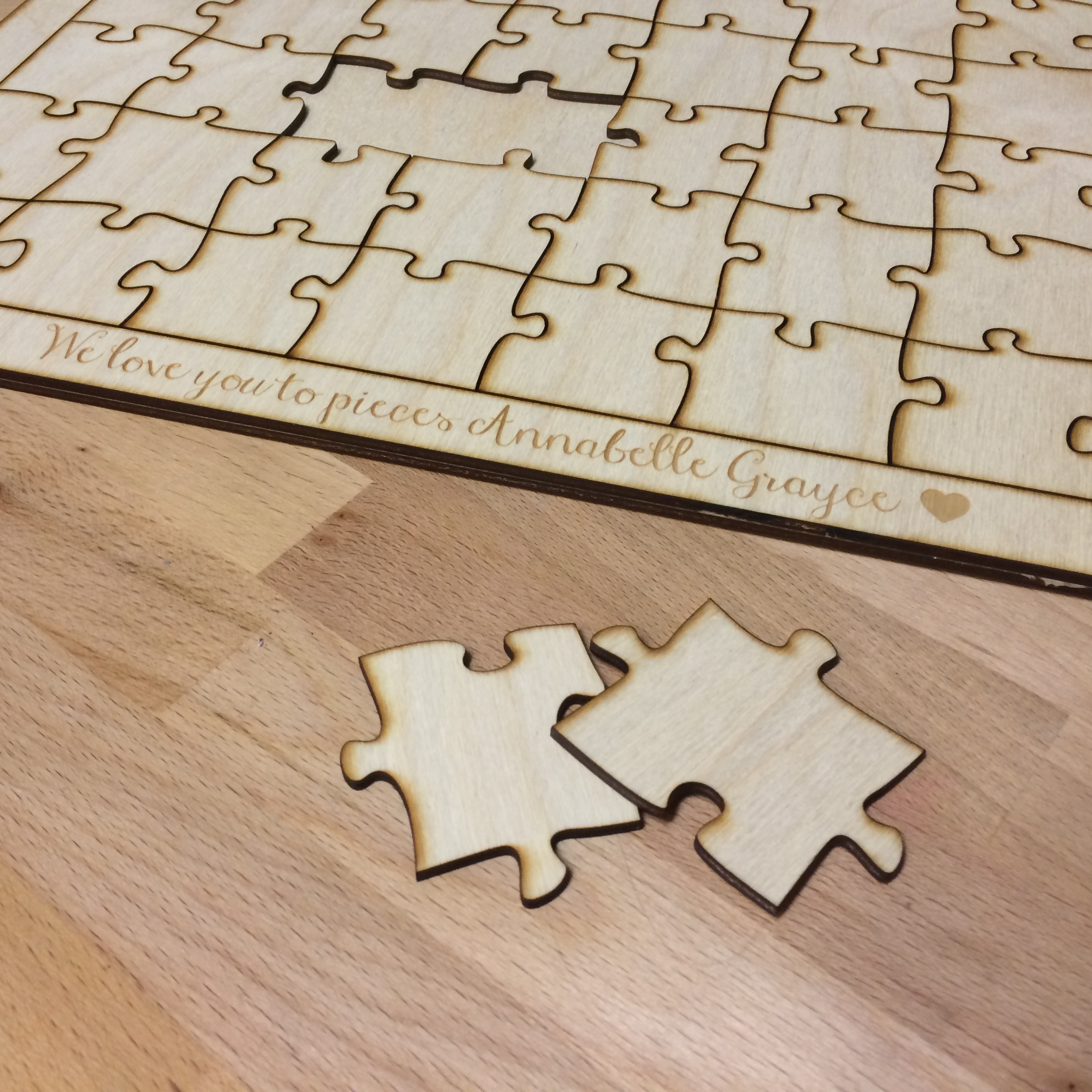 Wooden Puzzle Pieces Wedding Guest Book
 100 Piece Blank Wooden Puzzle Guest Book Alternative 16