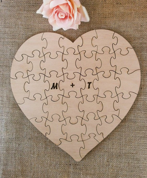 Wooden Puzzle Pieces Wedding Guest Book
 Items similar to Wedding Guestbook Puzzle Reception Decor