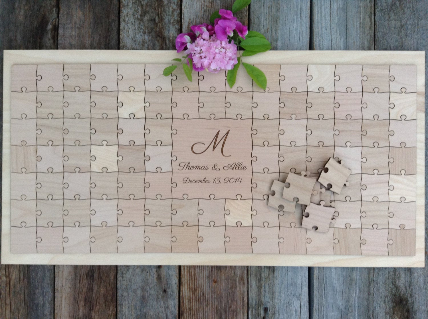 Wooden Puzzle Pieces Wedding Guest Book
 96 pieces Rustic Wedding Guest Book Puzzle Guest Book