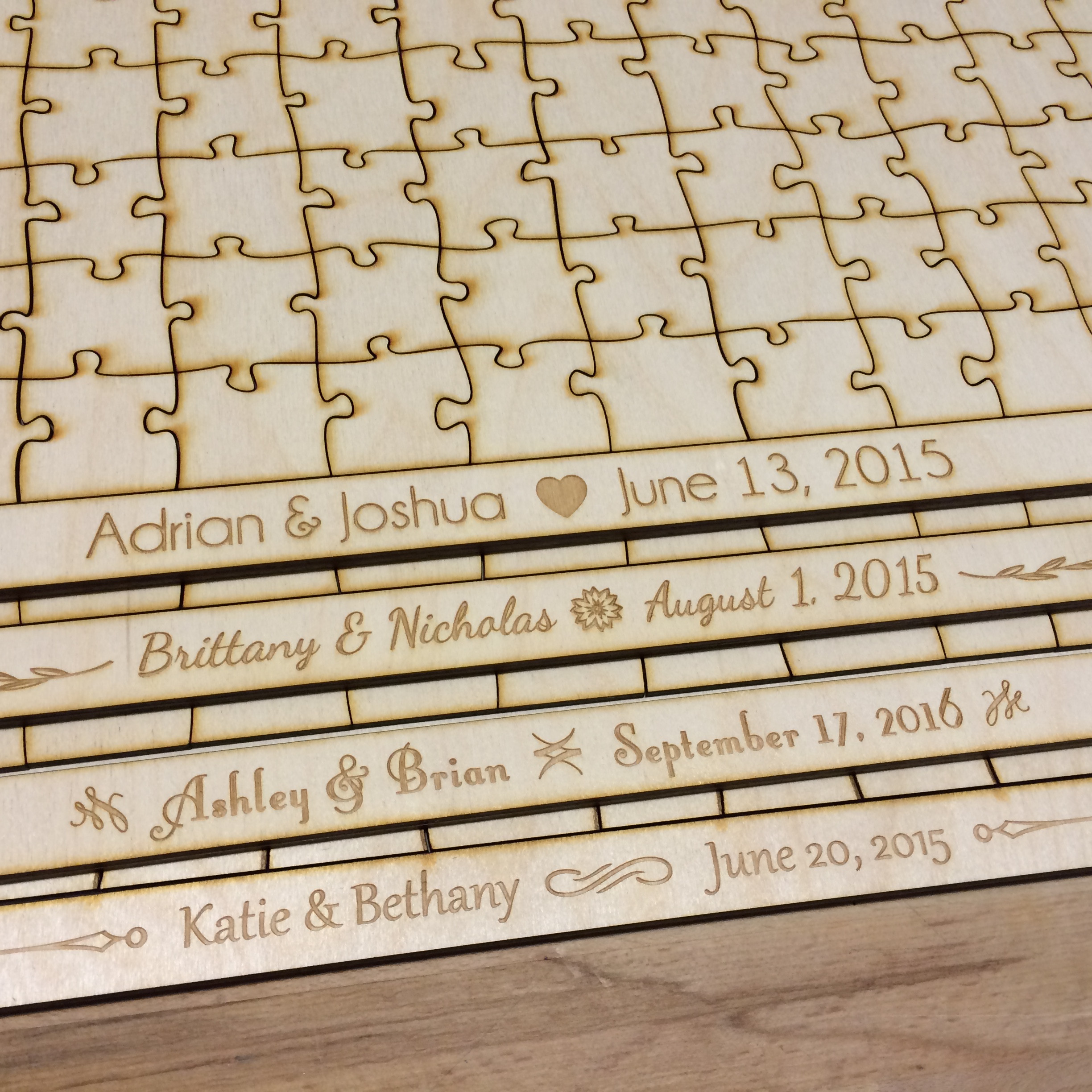 Wooden Puzzle Pieces Wedding Guest Book
 150 Piece Blank Wooden Puzzle Guest Book Alternative 23