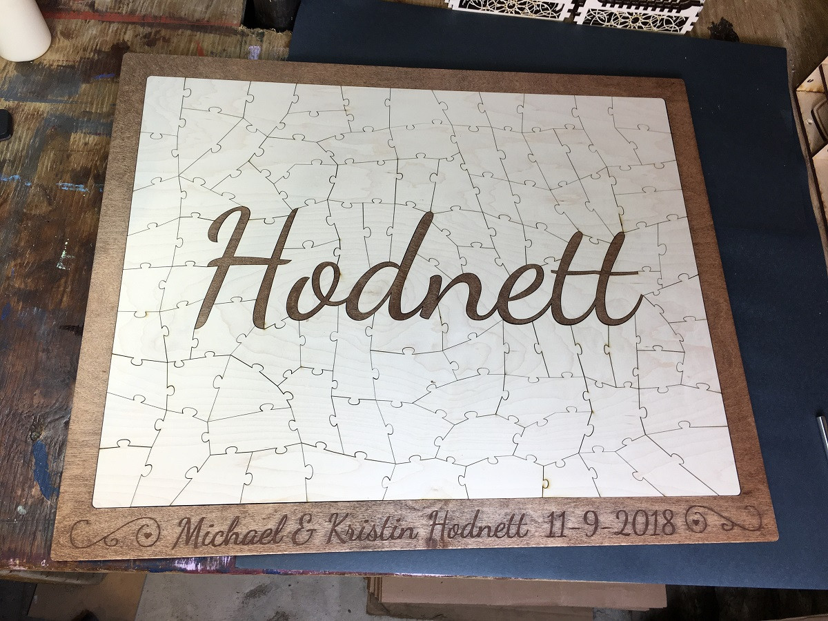 Wooden Puzzle Pieces Wedding Guest Book
 Custom Wooden Name Puzzle Wedding Guest Book Alternative