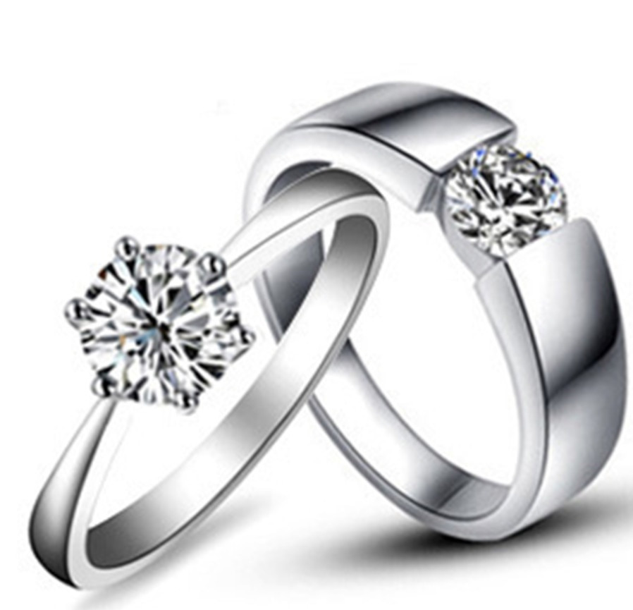 Www Wedding Rings
 Amazing Design Real Solid 18K 750 White Gold Couple Rings