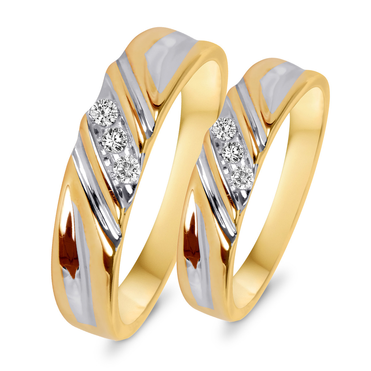 Www Wedding Rings
 1 10 CT T W Diamond His And Hers Wedding Rings 10K