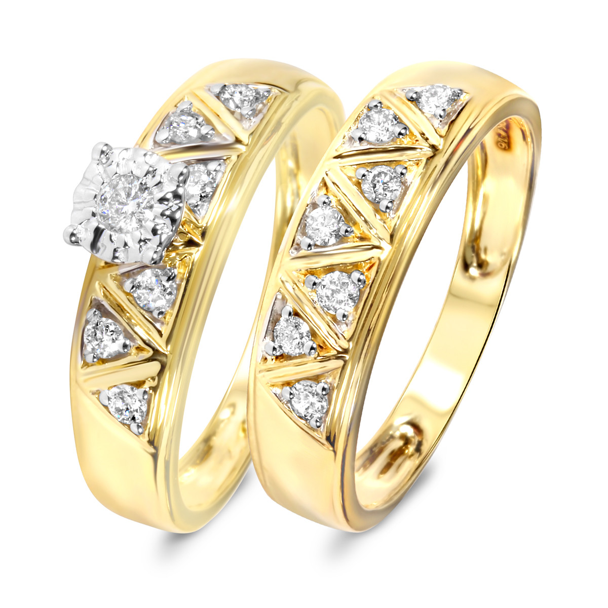 Yellow Gold Wedding Ring Sets
 1 3 Carat Diamond Bridal Wedding Ring Set 14K Yellow Gold