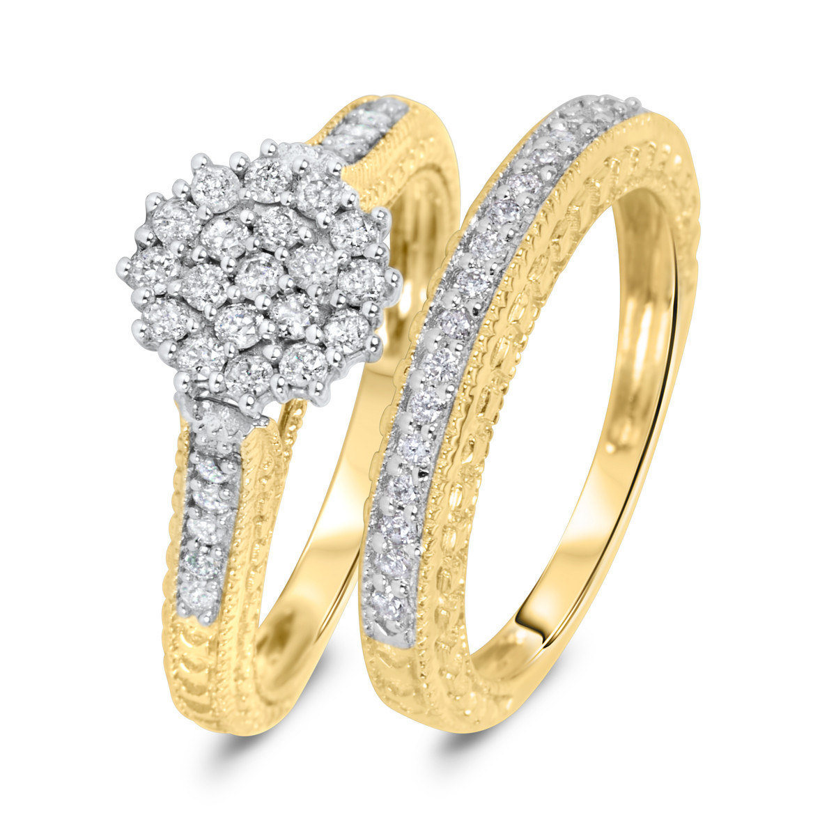 Yellow Gold Wedding Ring Sets
 3 4 Carat Diamond Bridal Wedding Ring Set 10K Yellow Gold