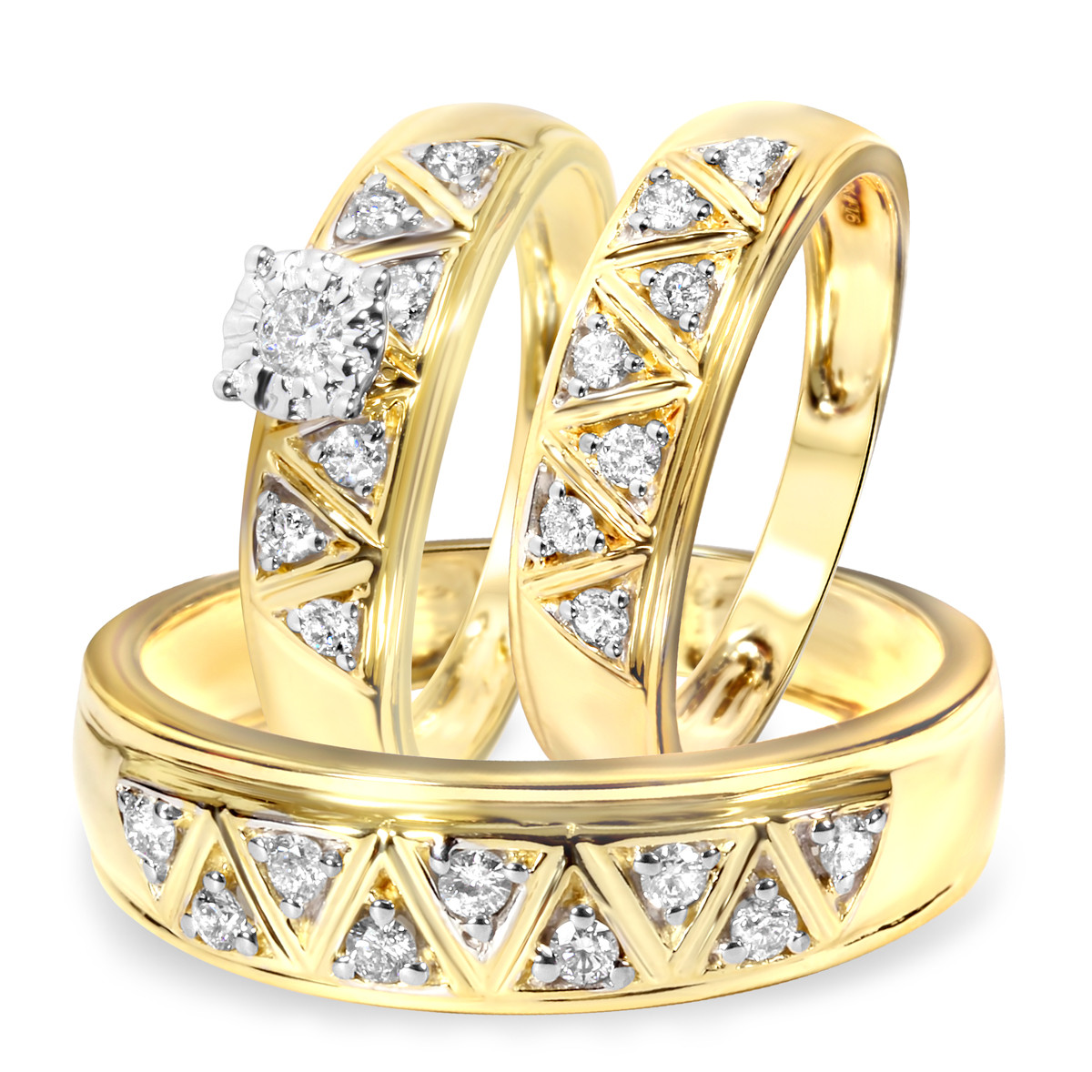 Yellow Gold Wedding Ring Sets
 1 2 Carat Diamond Trio Wedding Ring Set 14K Yellow Gold