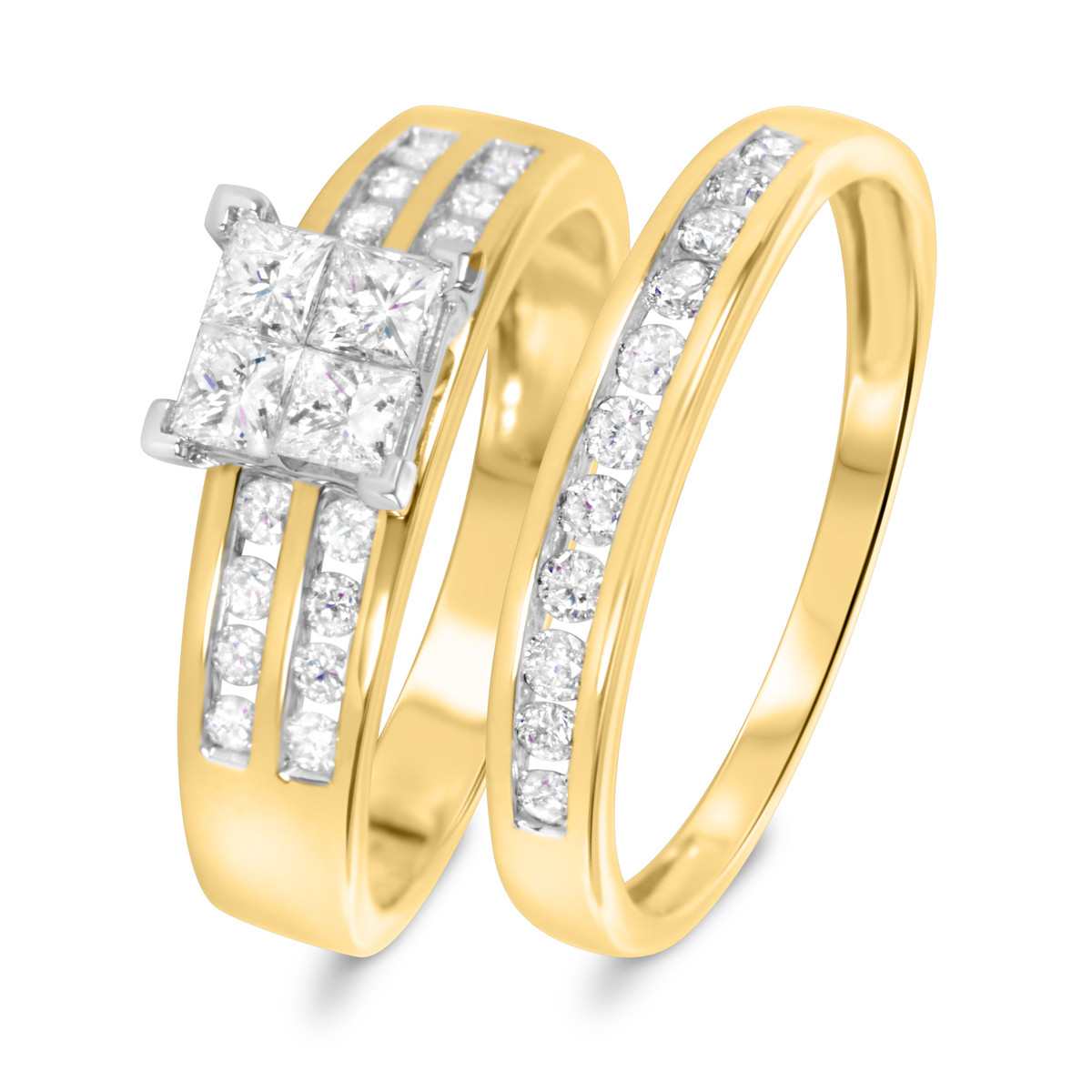 Yellow Gold Wedding Ring Sets
 1 CT T W Diamond La s Bridal Wedding Ring Set 10K
