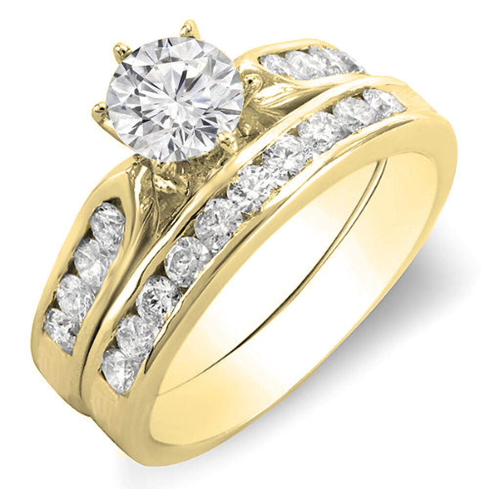 Yellow Gold Wedding Ring Sets
 14K Yellow Gold Round Cut Diamond Bridal Engagement Ring