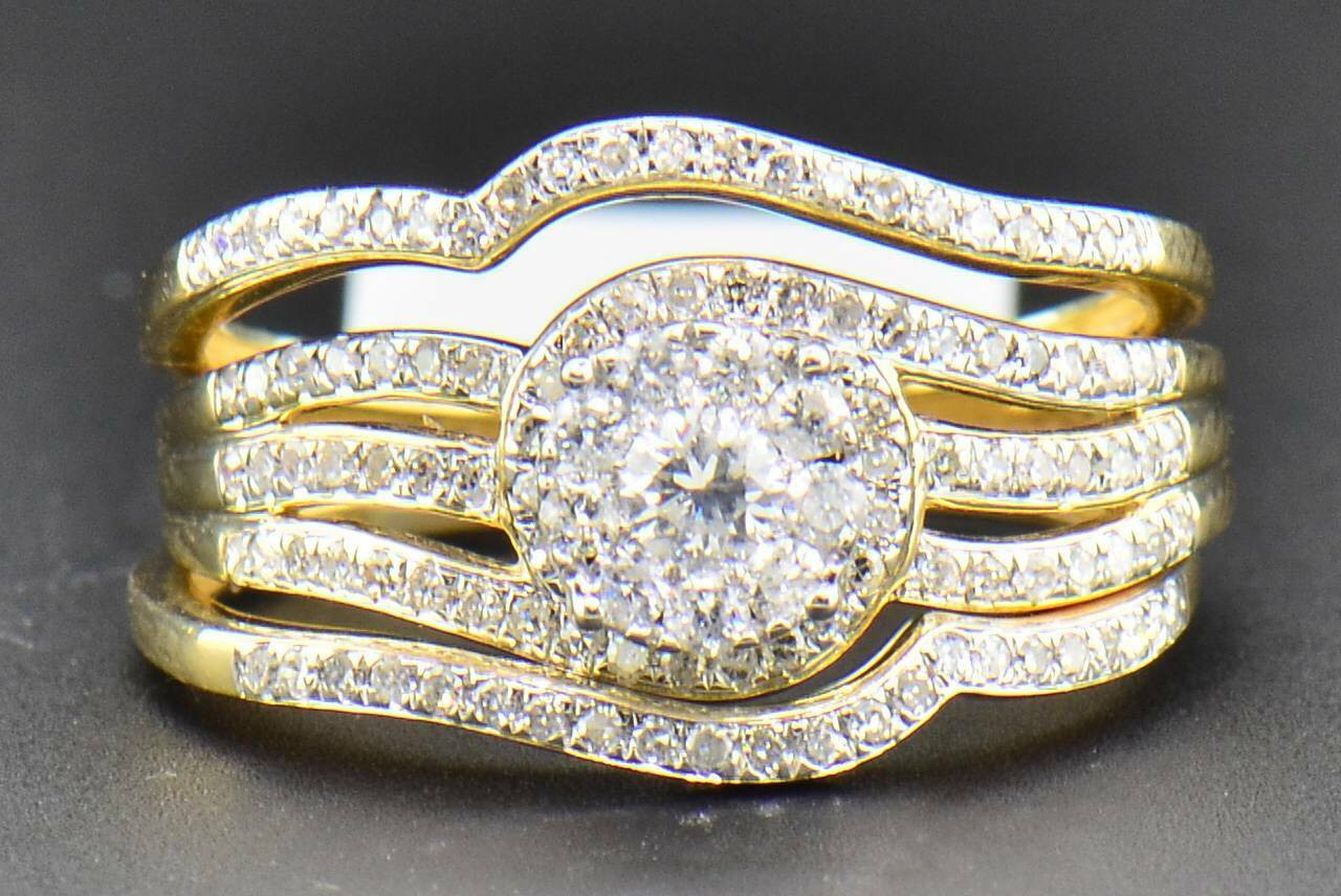 Yellow Gold Wedding Ring Sets
 Diamond Bridal Set 14K Yellow Gold Engagement Ring Wedding