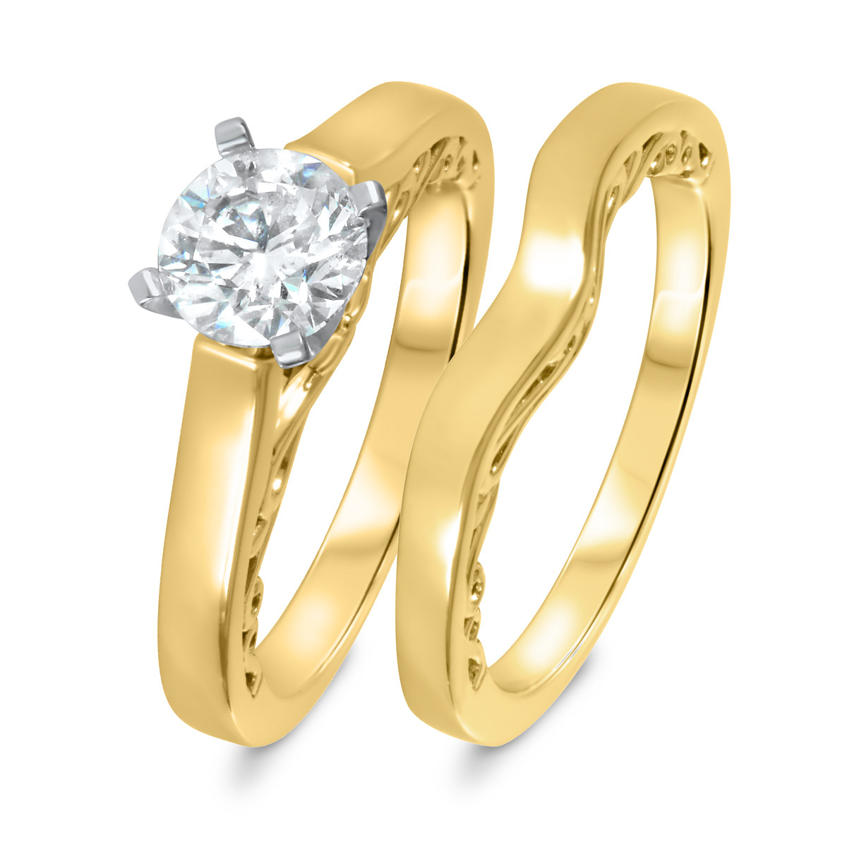Yellow Gold Wedding Ring Sets
 1 CT T W Diamond Women s Bridal Wedding Ring Set 10K