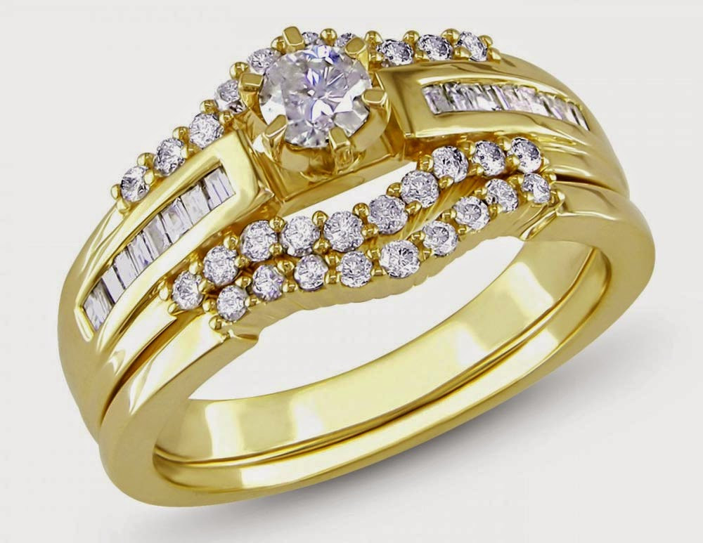 Yellow Gold Wedding Ring Sets
 Yellow Gold Princess Cut Wedding Ring Sets Diamond for Her