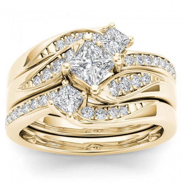 Yellow Gold Wedding Ring Sets
 Shop De Couer 14k Yellow Gold 1ct TDW Diamond Bridal Ring