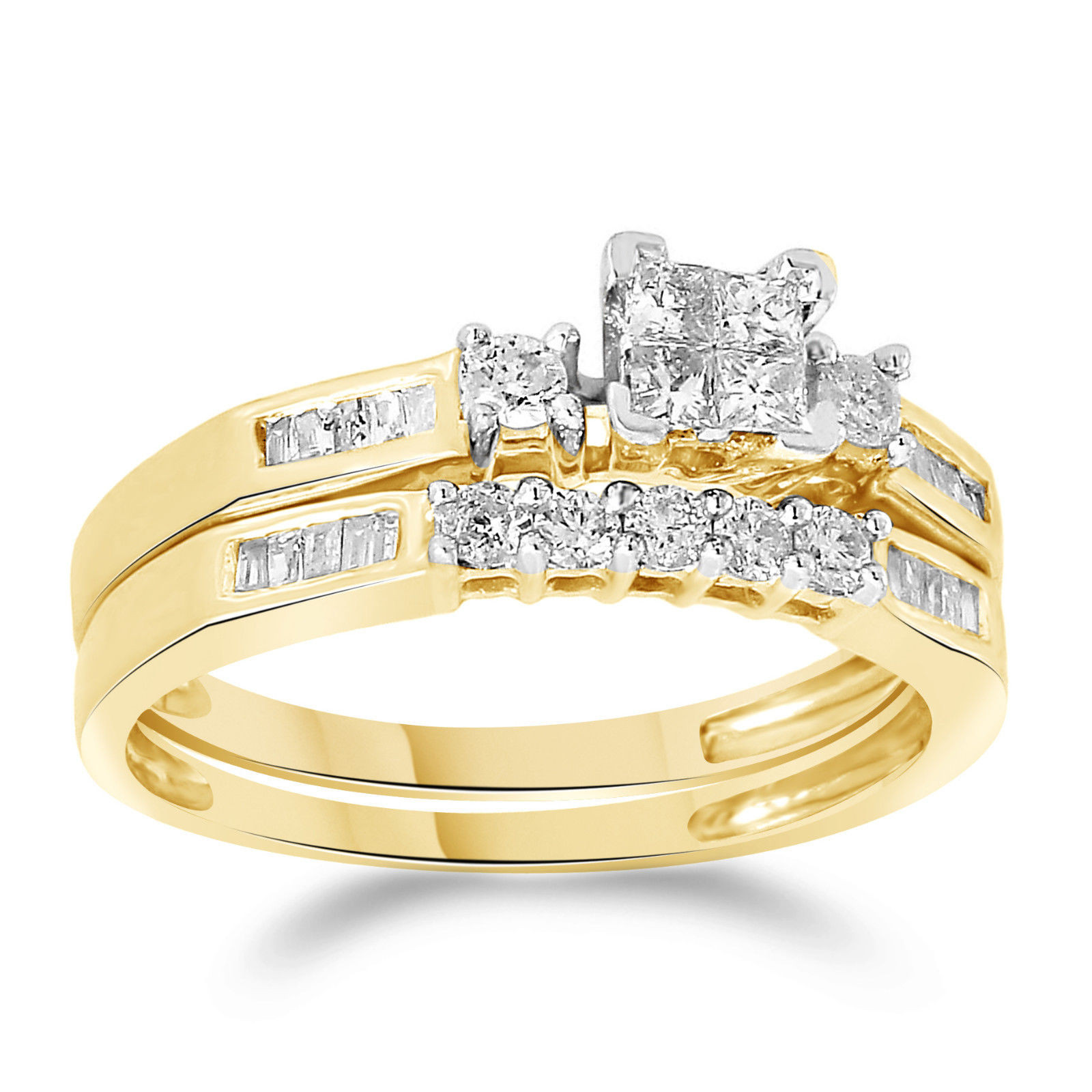 Yellow Gold Wedding Ring Sets
 La s 10K Yellow Gold Diamond Engagement Ring Princess