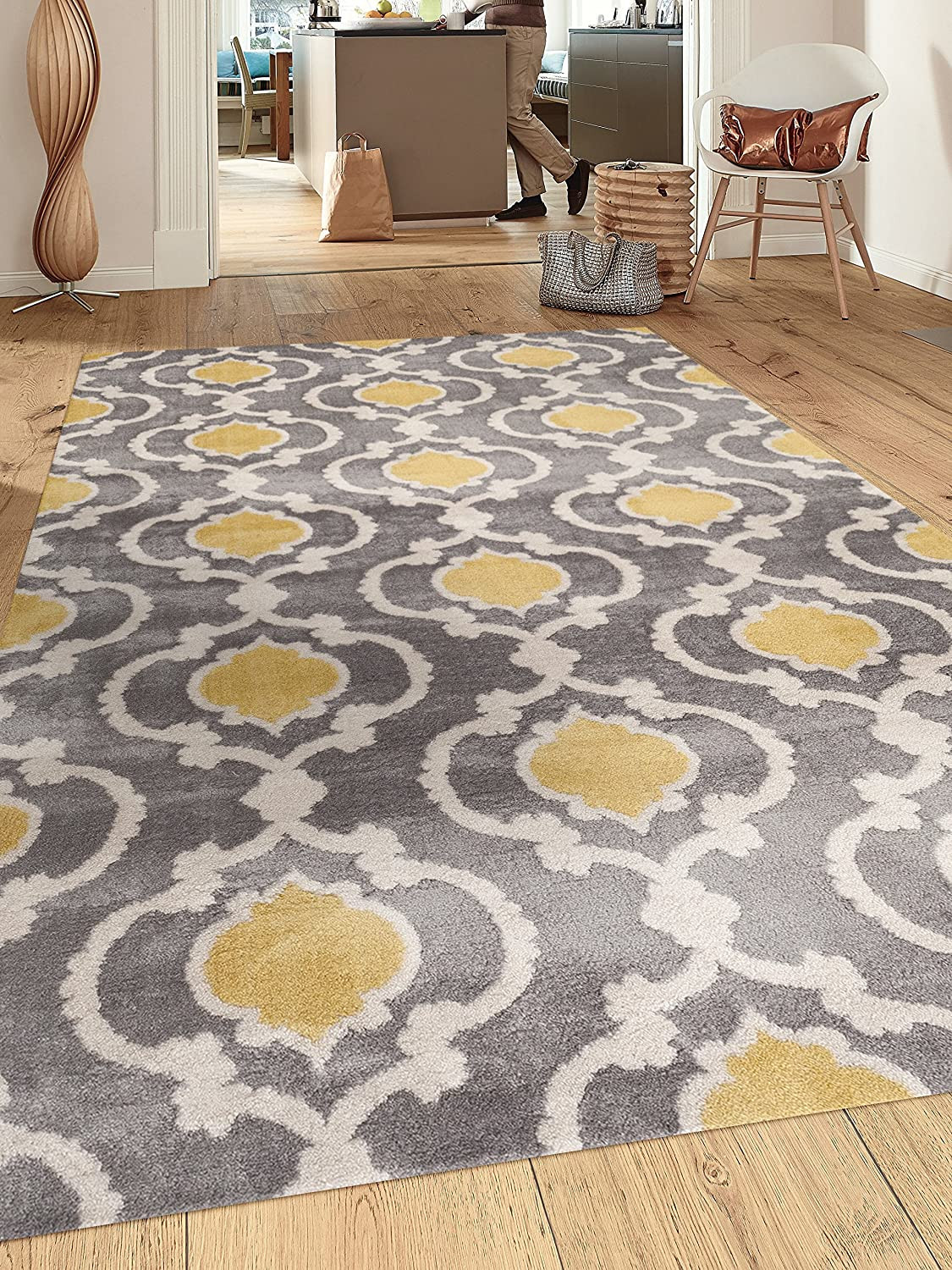 Yellow Rugs For Living Room
 Gray And Yellow Rug Moroccan Trellis Contemporary Modern