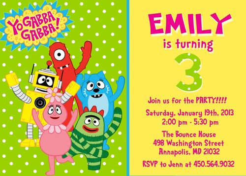 Yo Gabba Gabba Birthday Invitations
 Yo Gabba Gabba YGG Birthday Party Invitation Printable