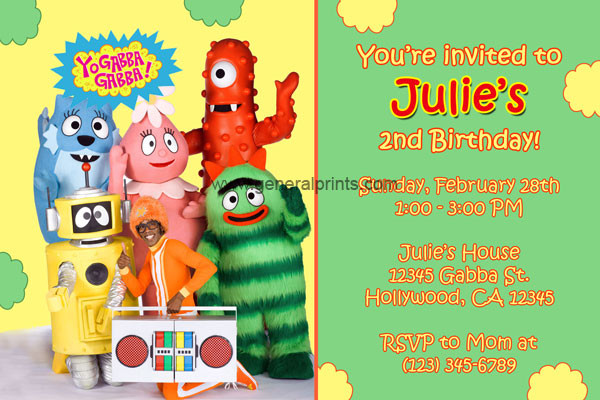 Yo Gabba Gabba Birthday Invitations
 Yo Gabba Gabba Birthday Invitations General Prints