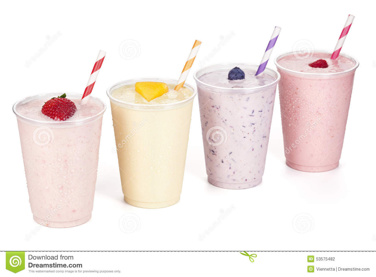 Yogurt And Fruit Smoothies
 Four Flavors Fruit Yogurt Smoothies Stock Image