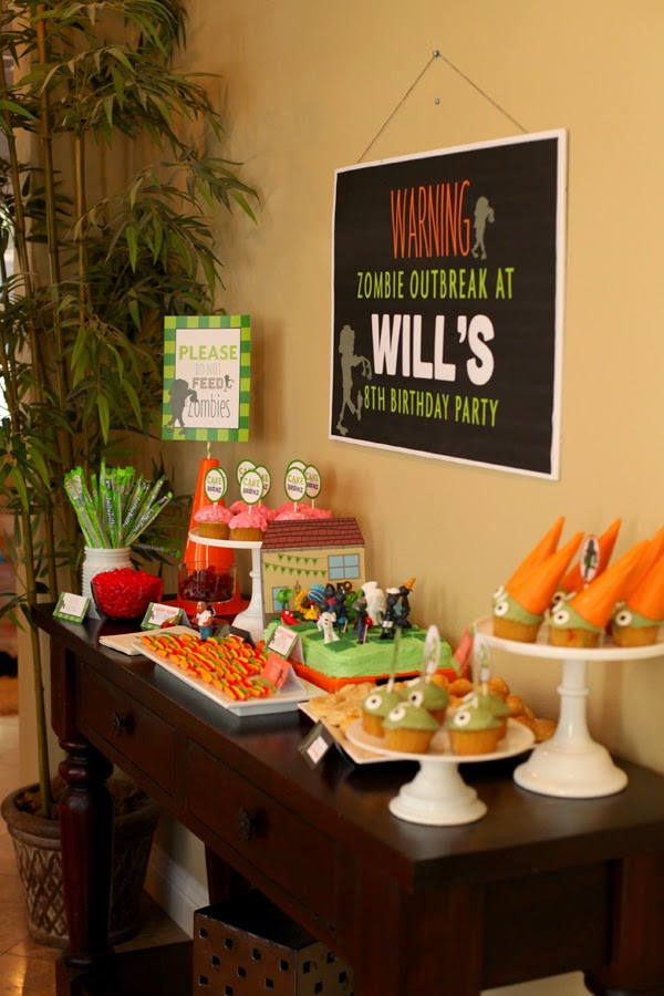 Zombie Birthday Party Ideas
 Plants vs Zombies Inspired Birthday Party dessert table