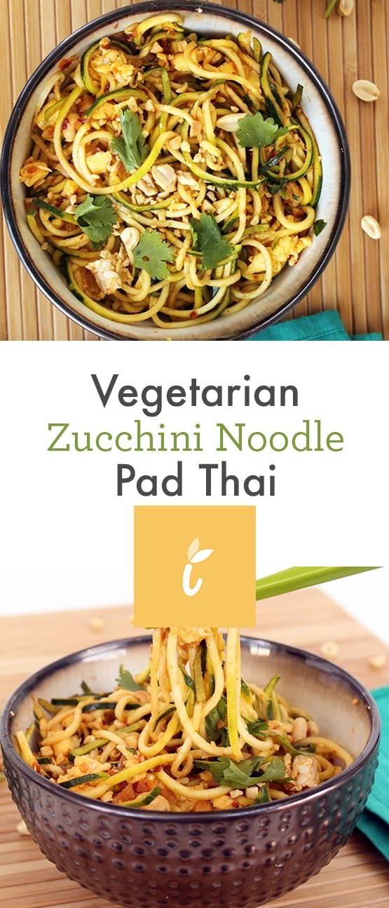 Zucchini Noodle Pad Thai
 Inspiralized Ve arian Zucchini Noodle Pad Thai