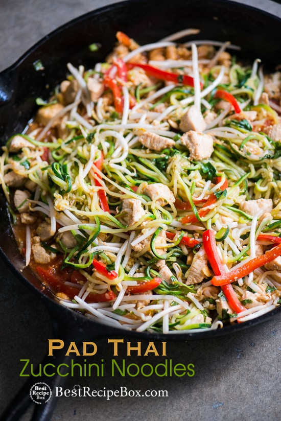 Zucchini Noodle Pad Thai
 Zucchini Noodle Pad Thai Recipe with Chicken