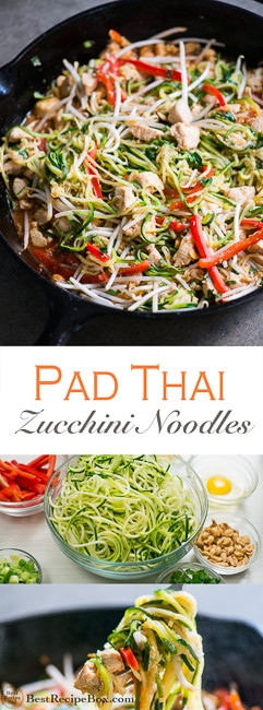 Zucchini Noodle Pad Thai
 Zucchini Noodle Pad Thai Recipe with Chicken Healthy Pad Thai