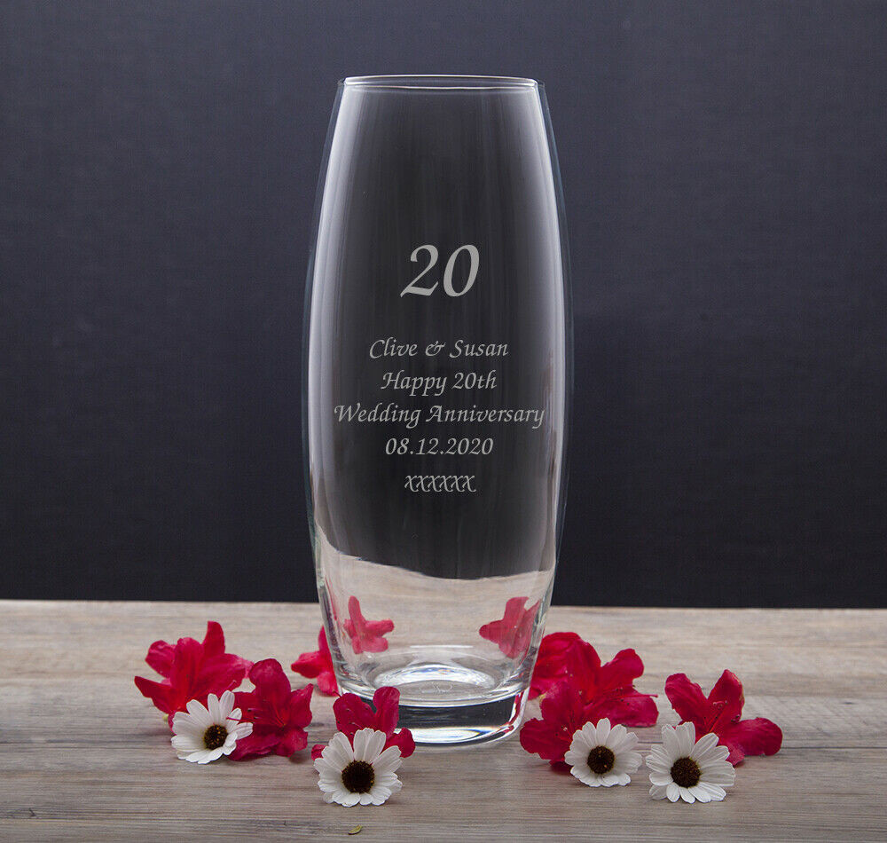 20Th Wedding Anniversary Gift Ideas For Couple
 Personalised Glass Vase For 20th Wedding Anniversary Gifts