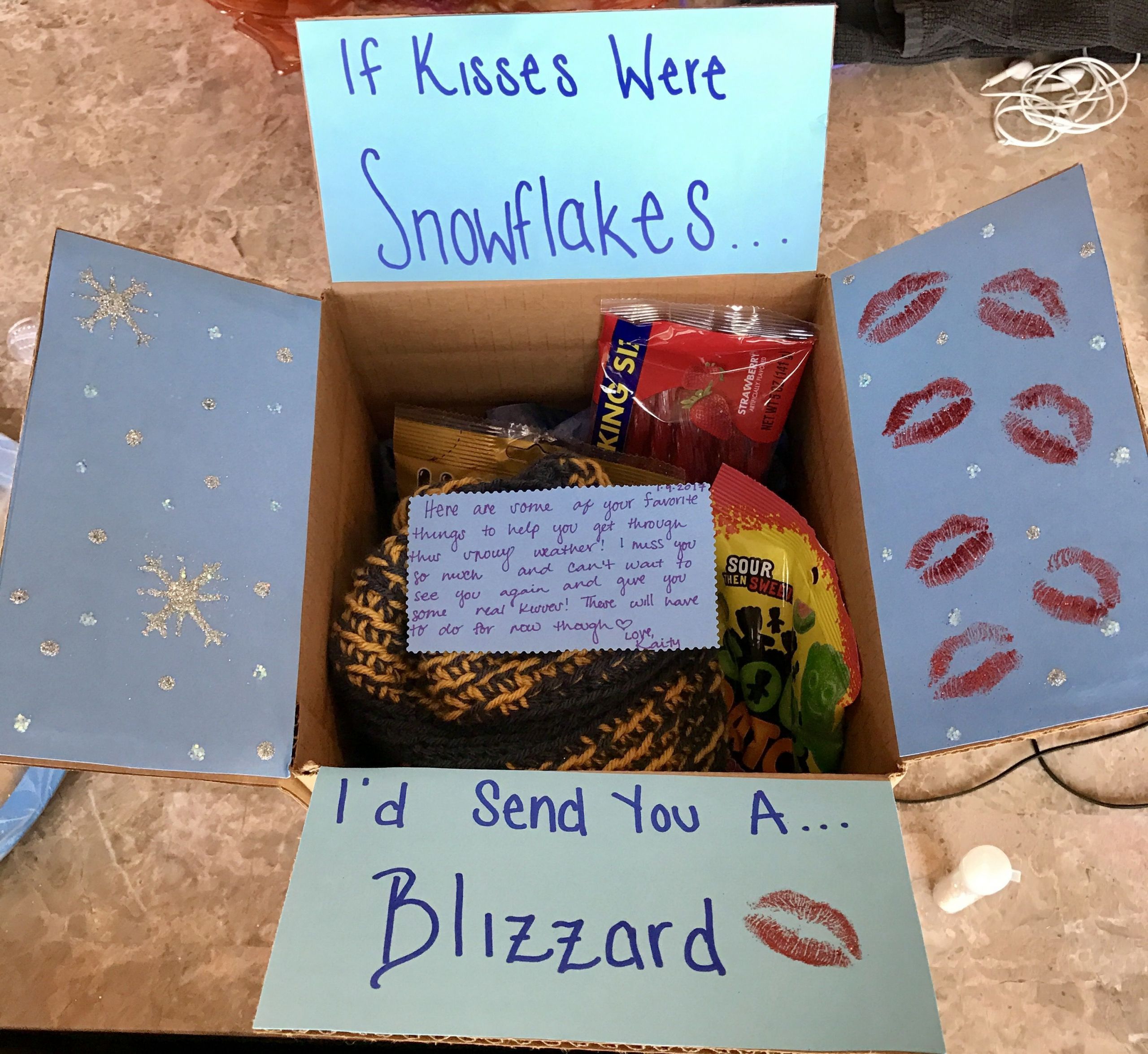 Big Gift Ideas For Boyfriend
 Winter time care package idea for boyfriend