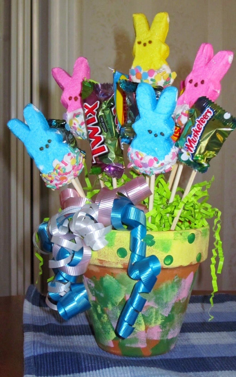 Easter Candy Crafts
 Ms Nancy s Nook Peeps Bunnies Candy Bouquet Arrangement