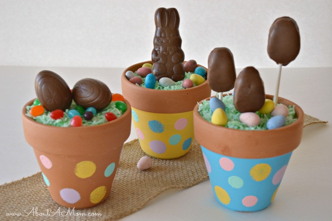 Easter Candy Crafts
 Easter Candy Flower Pots HersheysEaster About a Mom