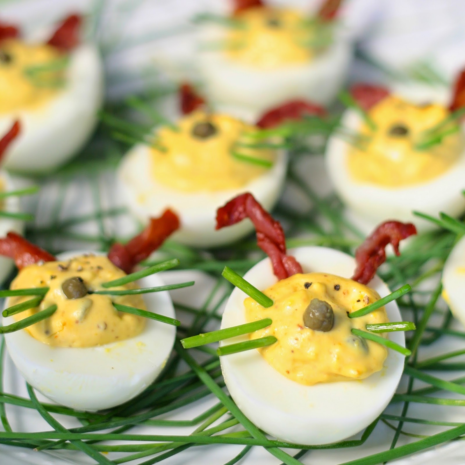 Easter Deviled Eggs
 M is for Maple Mustard Deviled Easter Eggs a foolproof