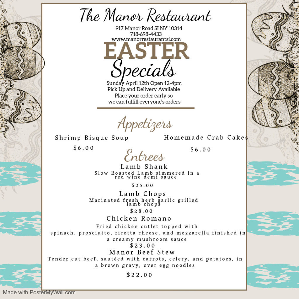 Easter Dinner Restaurants
 Easter Menu
