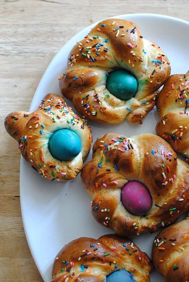 Easter Egg Bread
 Italian Easter Bread with Dyed Easter Eggs and Sprinkles