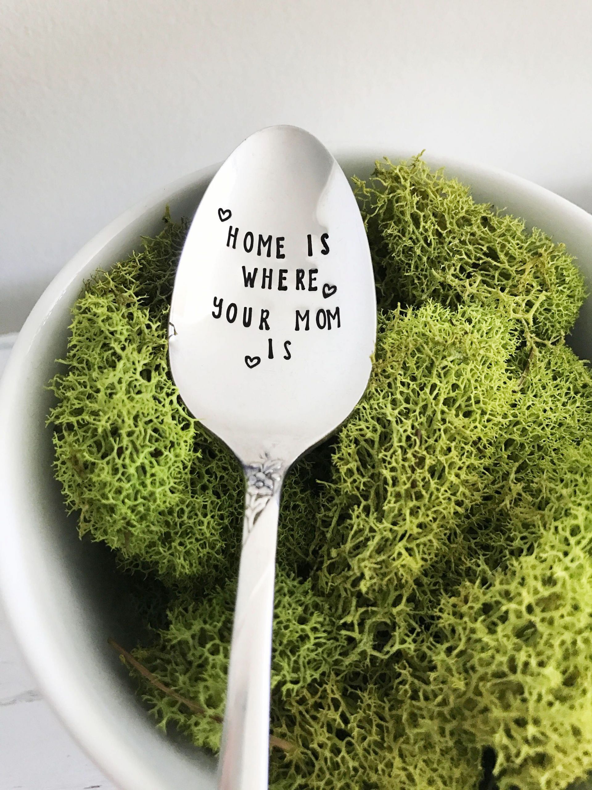 Gift Ideas For Boyfriends Mom Birthday
 Home Is Where Your Mom Is Spoon Stamped Spoon Custom