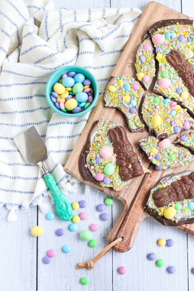 Kid Friendly Easter Desserts
 Easter bark recipe with white and dark chocolate East