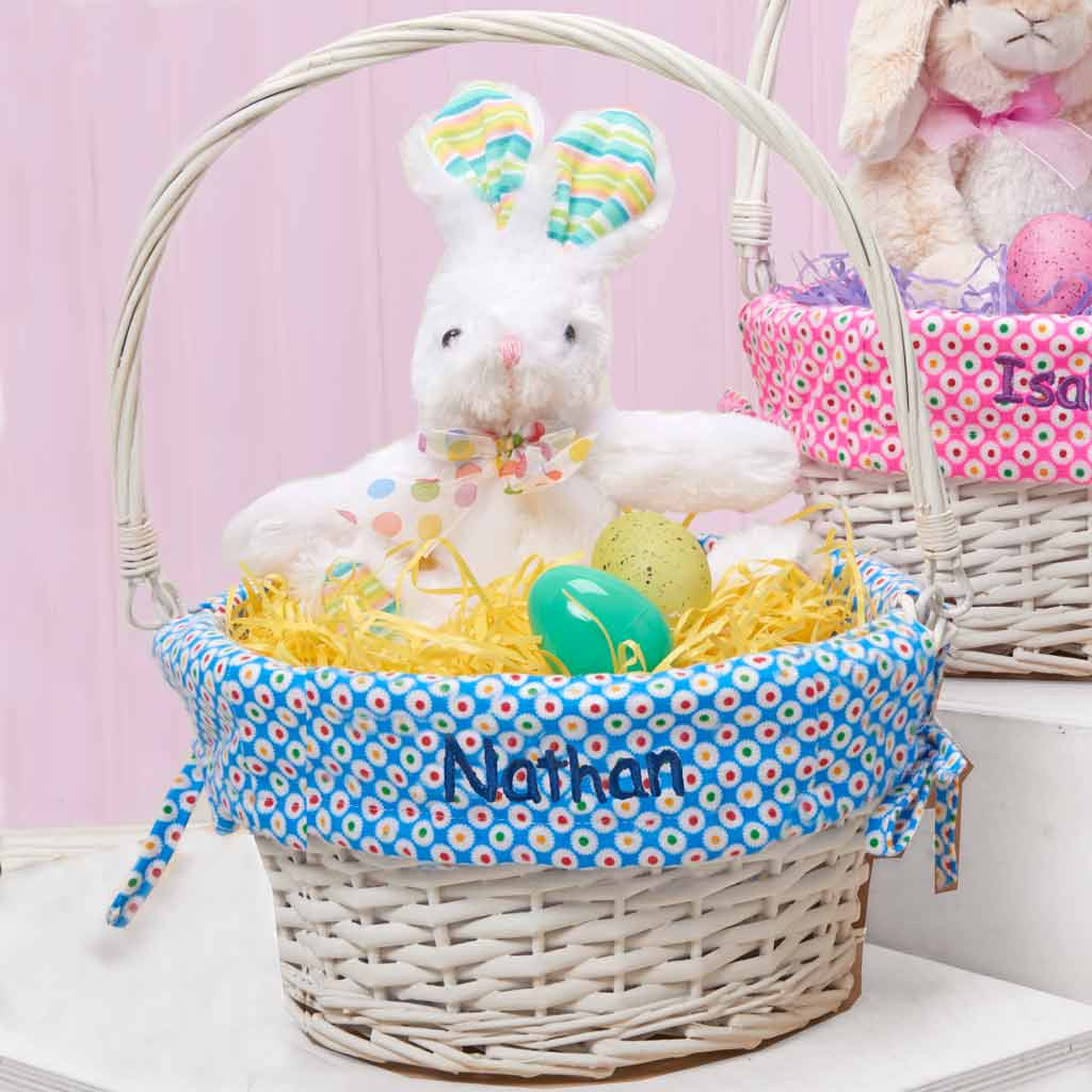 Personalized Easter Gift
 Personalized Colorful Dots Easter Basket Blue