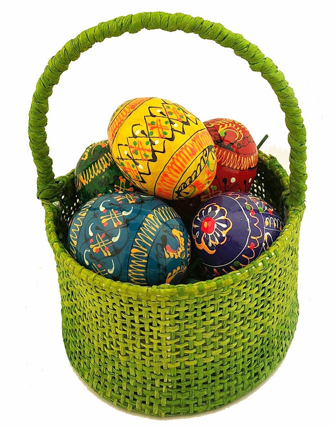 Small Easter Gifts
 Small Easter Green Basket with 5 Wooden Mini Eggs at