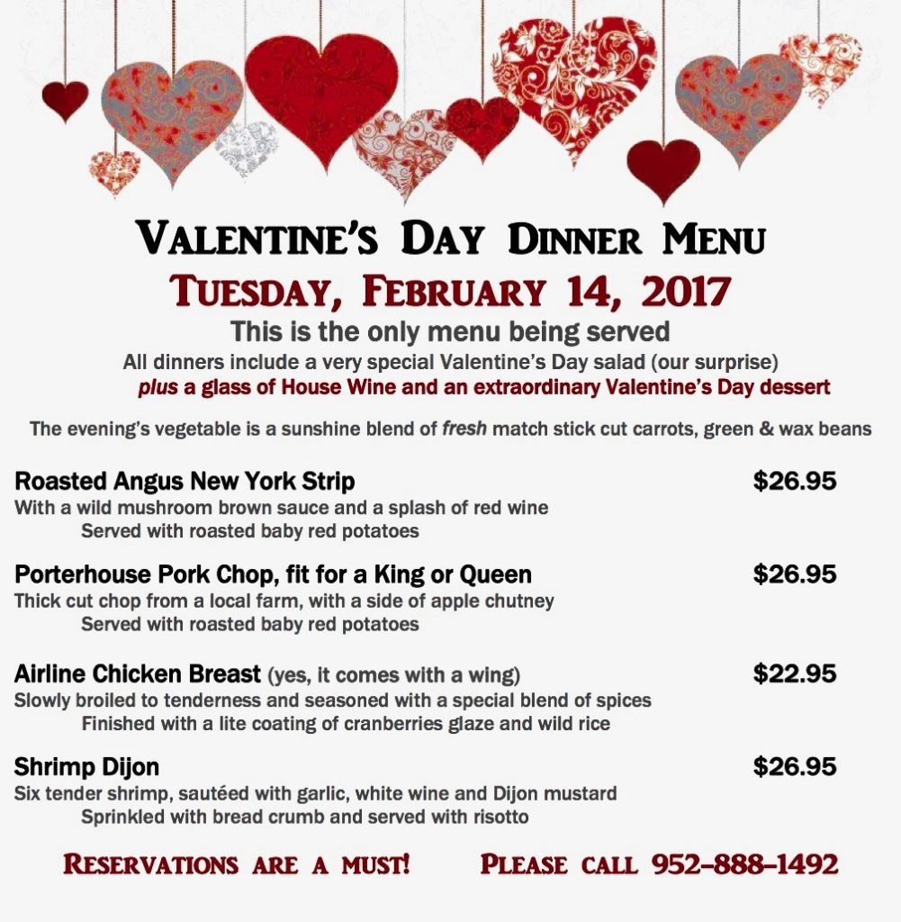 Valentine Day Dinner Menus
 Valentine s Day Dinner Special Bloomington Event Center