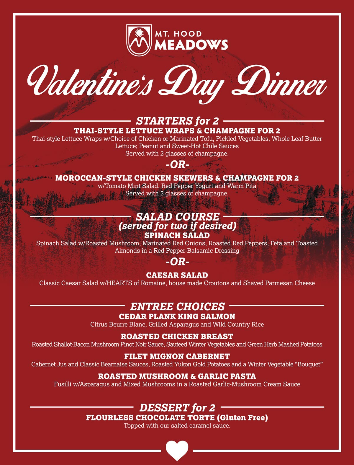 Valentine Day Dinner Menus
 Valentines Day Dinner at the Loft