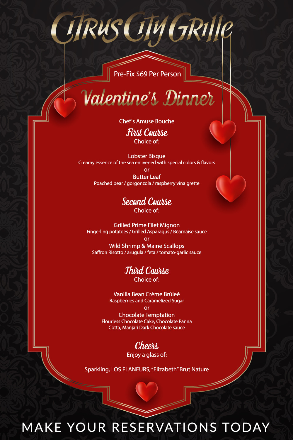 Valentine Day Dinner Menus
 Valentine’s Day Dinner – Citrus City Grille