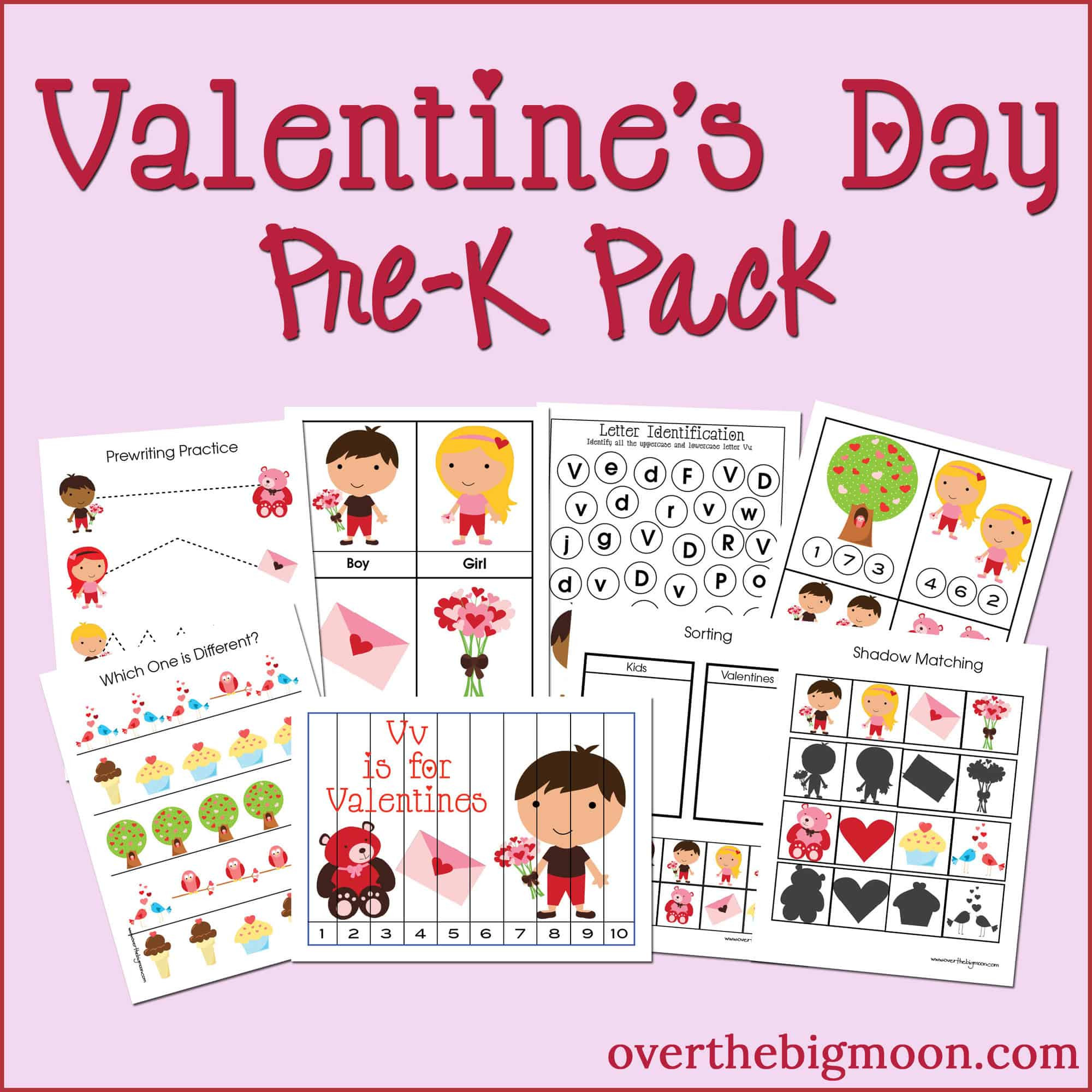 Valentines Day Activities For Preschoolers
 Valentine s Day Pre K Pack Over the Big Moon