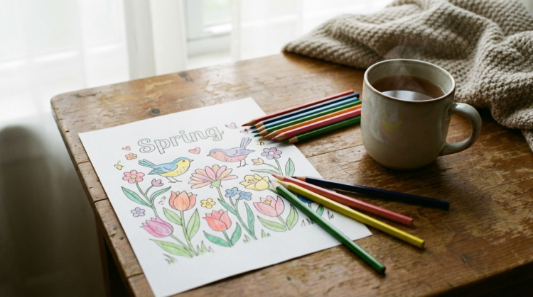 Spring Time Coloring Pages for Calm, Cozy Creative Days