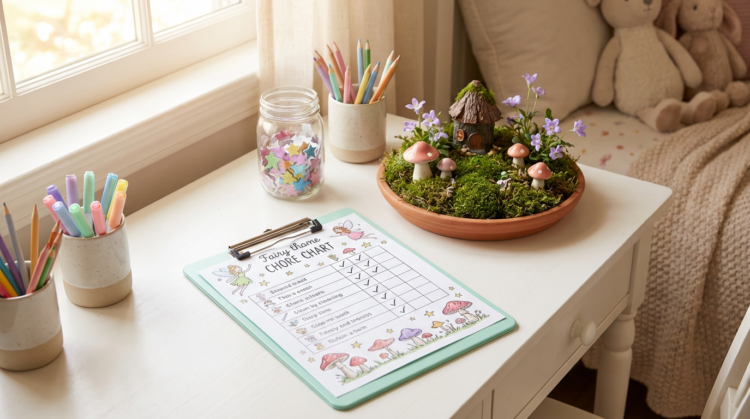 Fairy Garden Kids Chore Planner Sheet