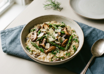 Creamy Mushroom and Asparagus Risotto for Spring