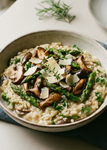Creamy Mushroom and Asparagus Risotto for Spring