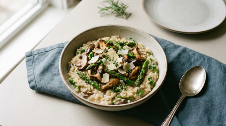 Creamy Mushroom and Asparagus Risotto for Spring